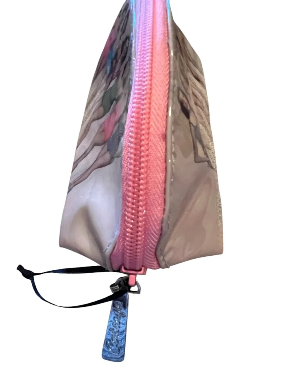 Catseye London Vintage Pinup PhotoCosmetic Bag w Pink zipper Clear Plastic Liner